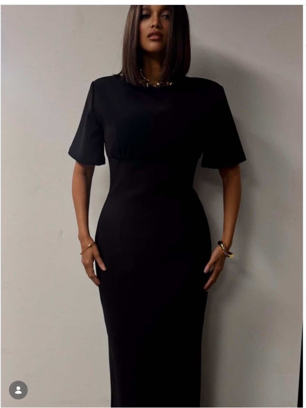 Rachel Gilbert Dover Short Sleeve Column Black Floor Length Gown NWOT
